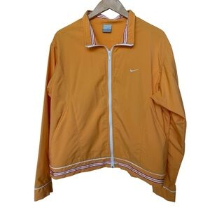 VTG! 90s Nike Orange w/ Stripes Women’s XL Windbreaker Jacket Full Zip Retro